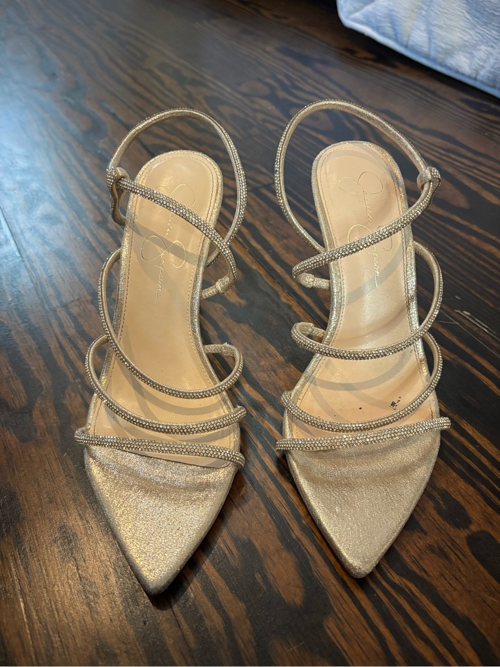 Jessica Simpson Women's Strappy Pointed-Toe Metallic Heels - SIZE 6.5